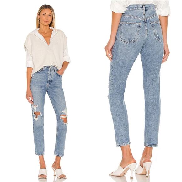 AGOLDE Fen High Rise Relaxed Taper Button Fly in Wander Distressed Jeans 29 - Picture 1 of 16
